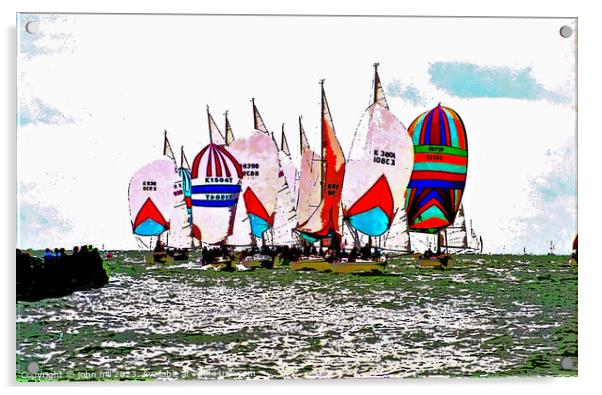 Racing Spinnakers (watercolor effect ) Acrylic by john hill