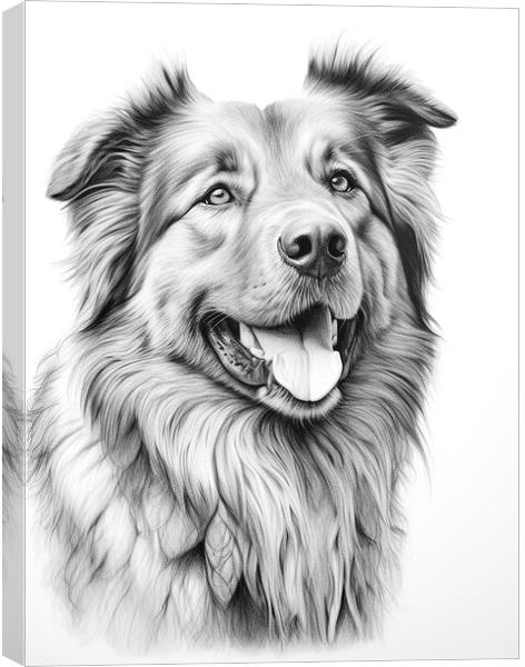 Caucasian Shepherd Dog Pencil Drawing Canvas Print by K9 Art