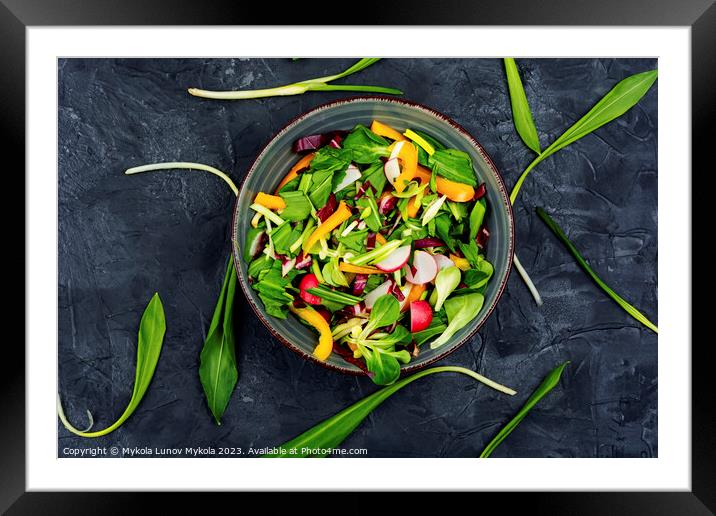 Green vegan salad Framed Mounted Print by Mykola Lunov Mykola