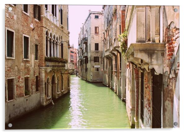 Canal in Venice, Italy. Exquisite buildings along Canals. Acrylic by Virginija Vaidakaviciene