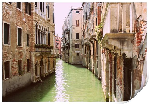 Canal in Venice, Italy. Exquisite buildings along Canals. Print by Virginija Vaidakaviciene