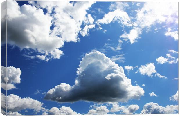White clouds in blue sky. Blue sky background Canvas Print by Virginija Vaidakaviciene
