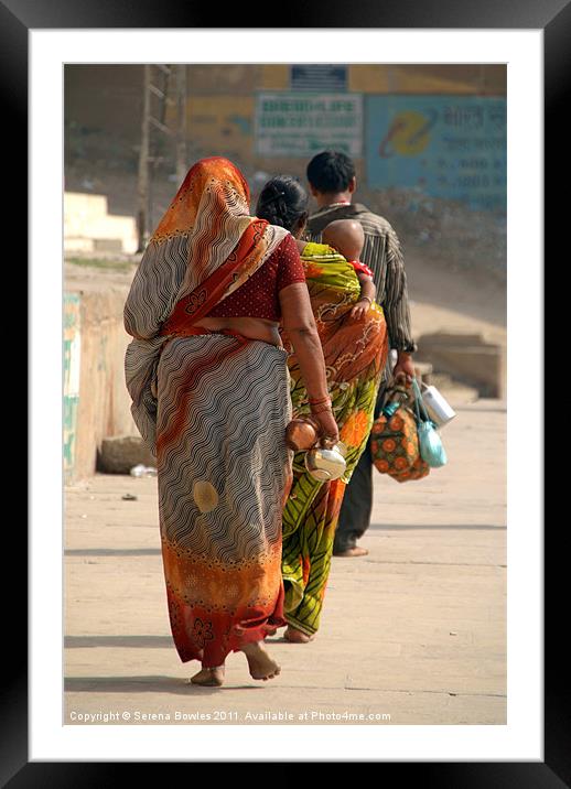 Walking Along the Ghats, Varanasi, India Framed Mounted Print by Serena Bowles