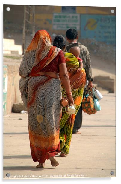 Walking Along the Ghats, Varanasi, India Acrylic by Serena Bowles