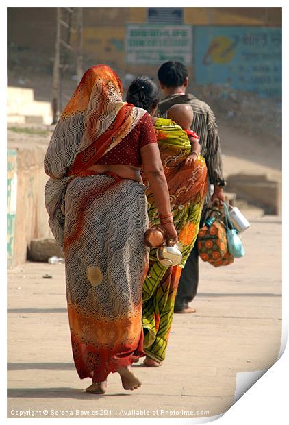 Walking Along the Ghats, Varanasi, India Print by Serena Bowles