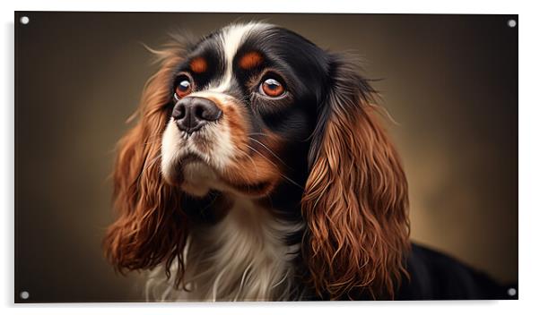 Cavalier King Charles Spaniel Acrylic by K9 Art