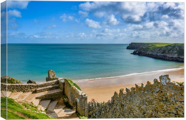 Barafundle Bay in Pembrokeshire Canvas Print by Tracey Turner