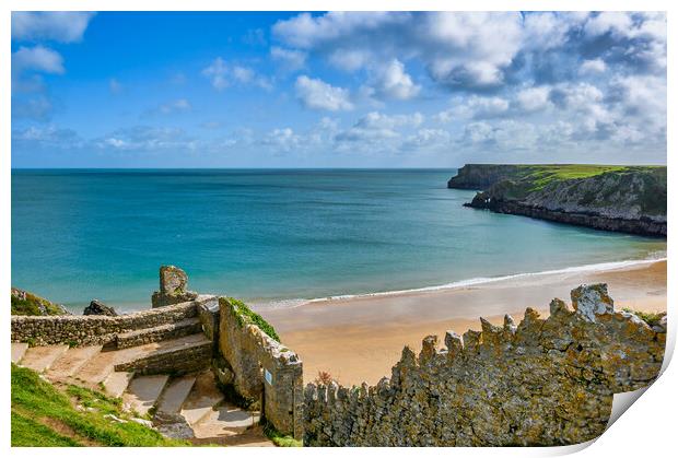 Barafundle Bay in Pembrokeshire Print by Tracey Turner