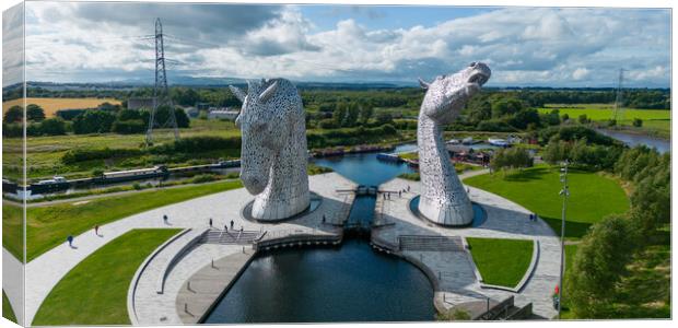 The Kelpies From The Air Canvas Print by Apollo Aerial Photography