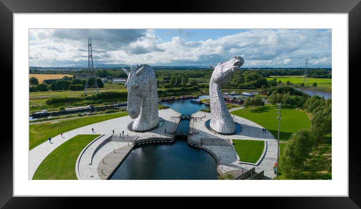 The Kelpies From The Air Framed Mounted Print by Apollo Aerial Photography