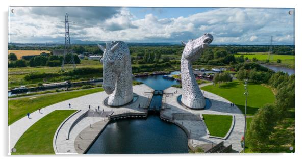 The Kelpies From The Air Acrylic by Apollo Aerial Photography
