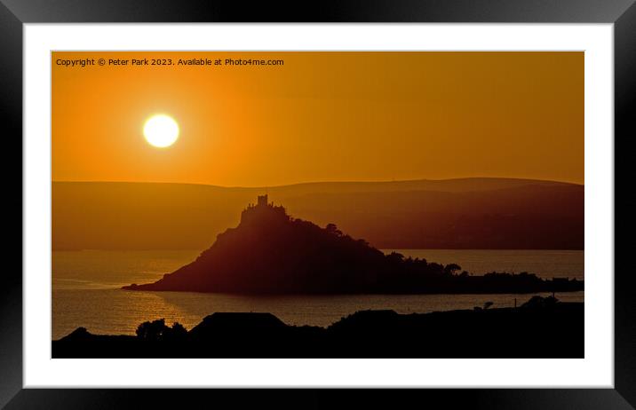 Sunset over St Michaels Mount Framed Mounted Print by Peter Park