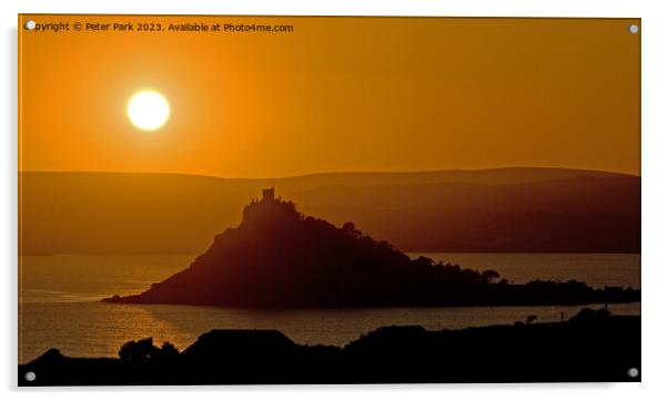 Sunset over St Michaels Mount Acrylic by Peter Park