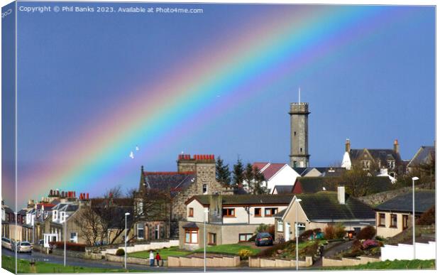 Rainbow at Macduff, Aberdeenshire Canvas Print by Phil Banks