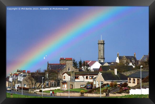 Rainbow at Macduff, Aberdeenshire Framed Print by Phil Banks