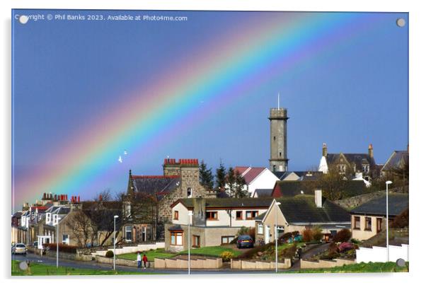 Rainbow at Macduff, Aberdeenshire Acrylic by Phil Banks