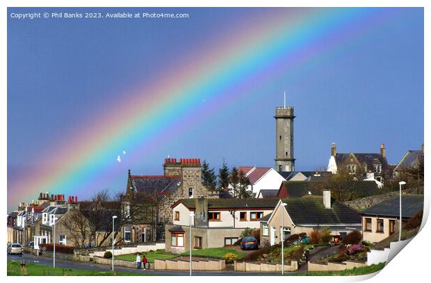 Rainbow at Macduff, Aberdeenshire Print by Phil Banks