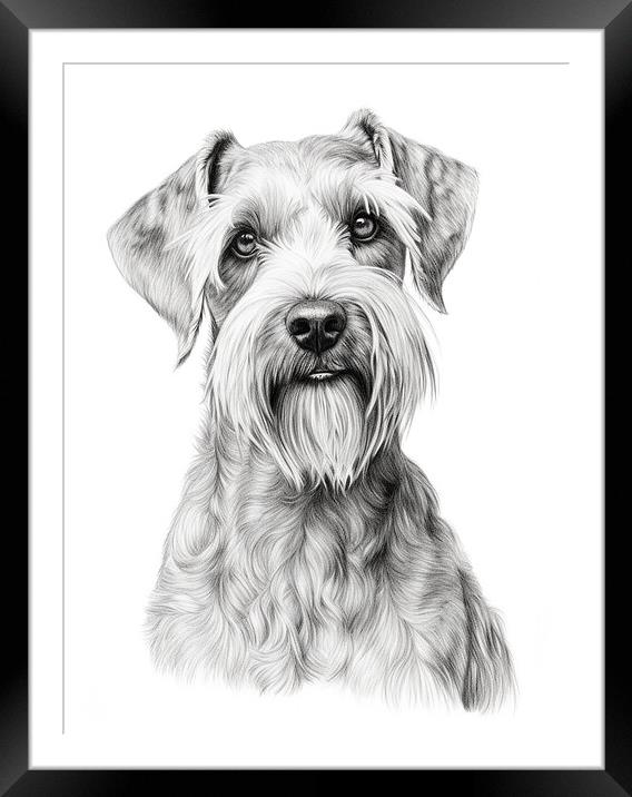 Cesky Terrier Pencil Drawing Framed Mounted Print by K9 Art