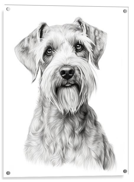 Cesky Terrier Pencil Drawing Acrylic by K9 Art