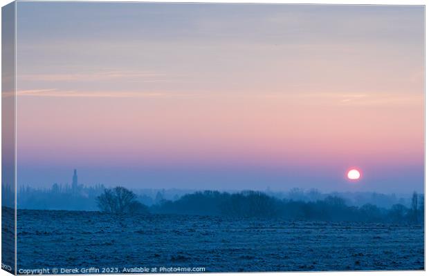 Sunrise over Hadlow, Kent Canvas Print by Derek Griffin