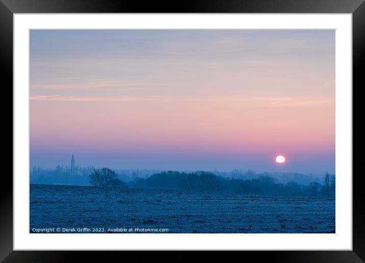 Sunrise over Hadlow, Kent Framed Mounted Print by Derek Griffin