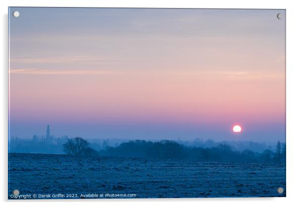 Sunrise over Hadlow, Kent Acrylic by Derek Griffin
