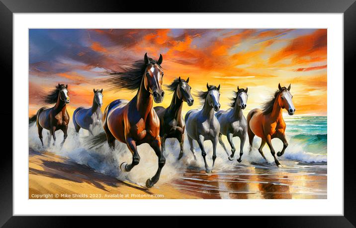 The Wild Horses Framed Mounted Print by Mike Shields