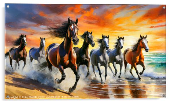 The Wild Horses Acrylic by Mike Shields