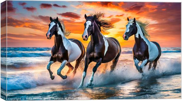 Three Wild Horses Canvas Print by Mike Shields