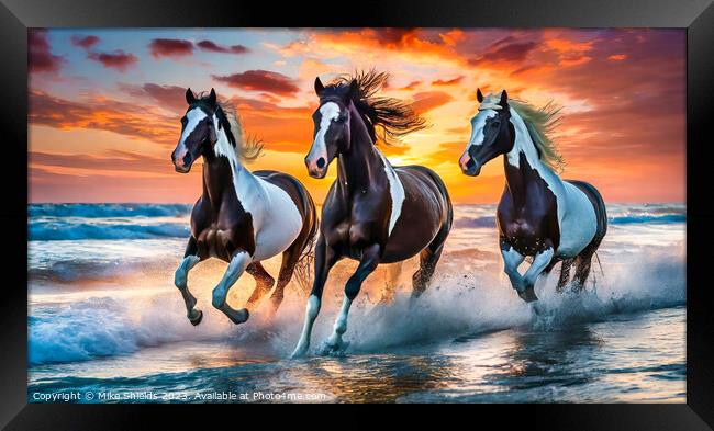 Three Wild Horses Framed Print by Mike Shields