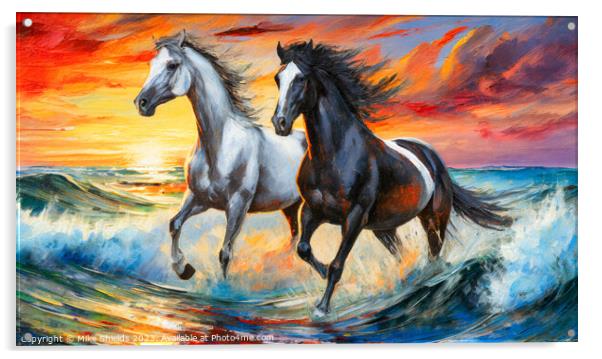 Two Wild Horses Acrylic by Mike Shields