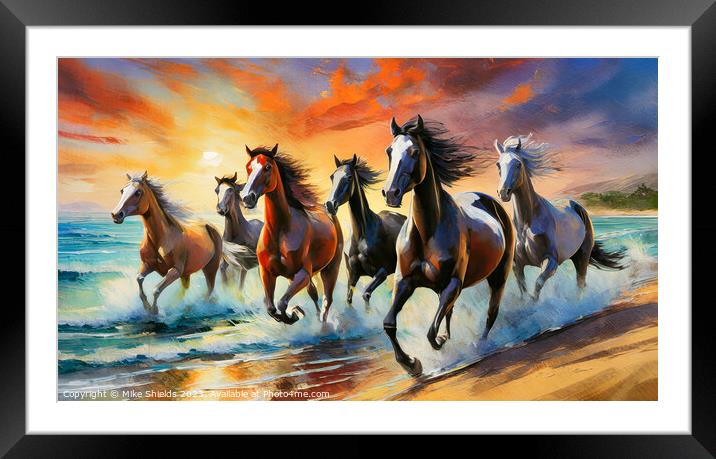 Wild Horse Herd Framed Mounted Print by Mike Shields