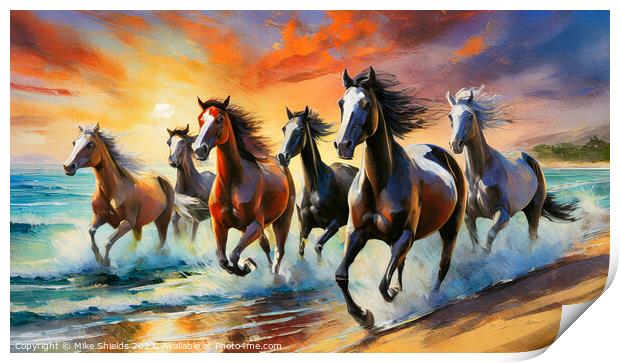 Wild Horse Herd Print by Mike Shields