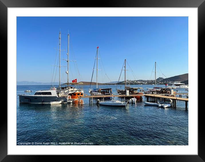 Aegean Sea Boats Bodrum  Framed Mounted Print by David Pyatt