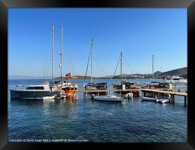 Aegean Sea Boats Bodrum  Framed Print by David Pyatt