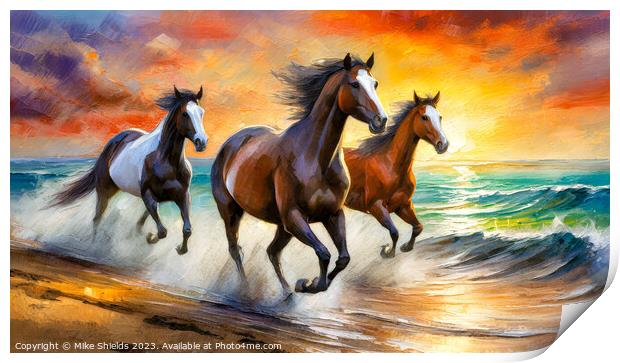 Wild Horse Sunset Print by Mike Shields