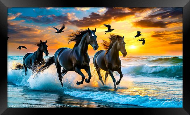 The Black Stallions Framed Print by Mike Shields