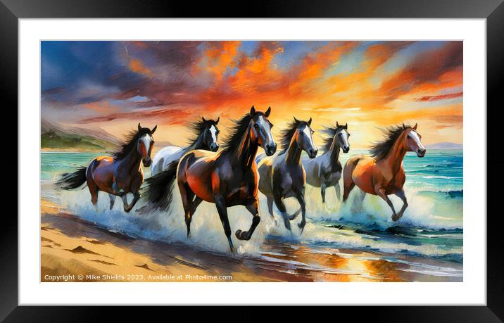 The Wild Horses Framed Mounted Print by Mike Shields