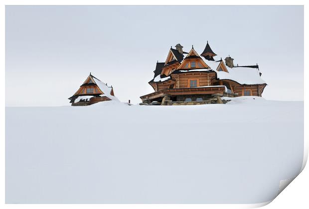  Village in winter Print by Olga Peddi