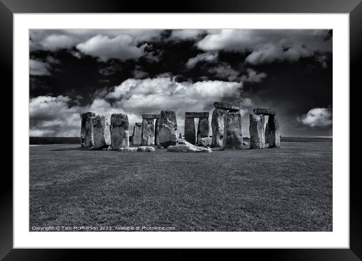 Stonehenge in Mono Framed Mounted Print by Tom McPherson