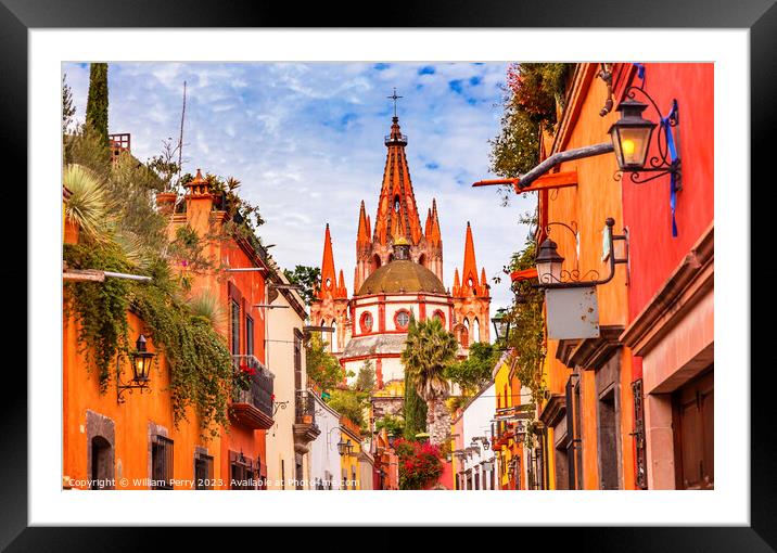 Aldama Street Archangel Church San Miguel de Allende Mexico Framed Mounted Print by William Perry