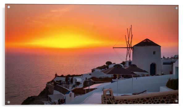Sunset over romantic Santorini - Image Acrylic by Olga Peddi