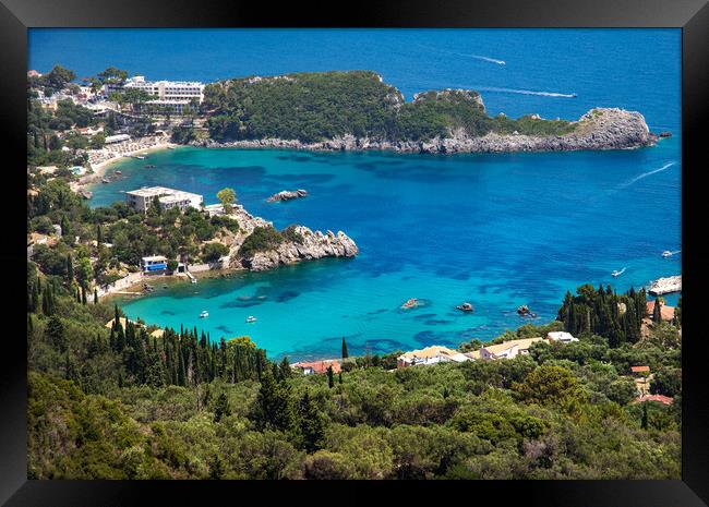 View of a heart-shaped bay in Corfu, Greece Framed Print by Olga Peddi