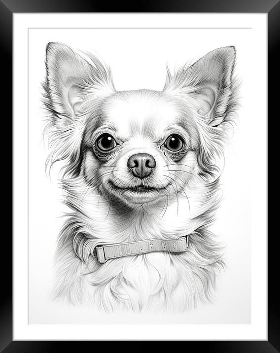 Chihuahua Pencil Drawing Framed Mounted Print by K9 Art