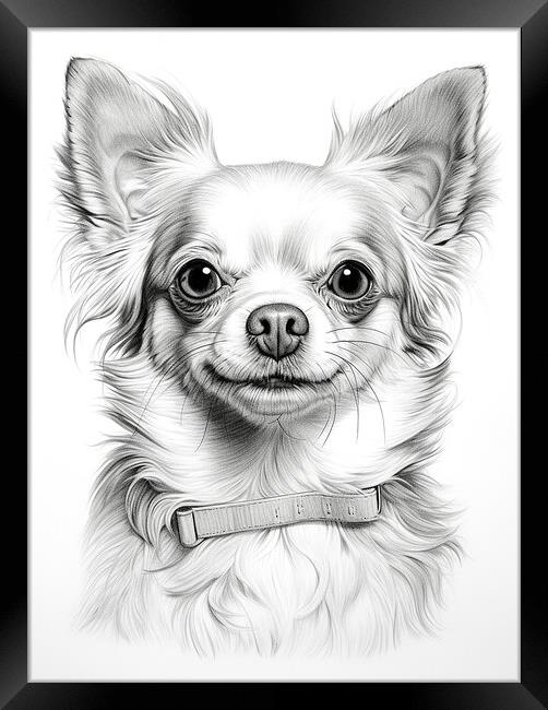 Chihuahua Pencil Drawing Framed Print by K9 Art