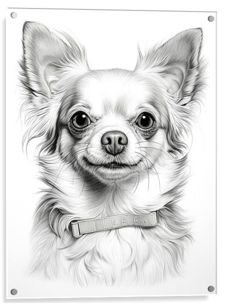 Chihuahua Pencil Drawing Acrylic by K9 Art