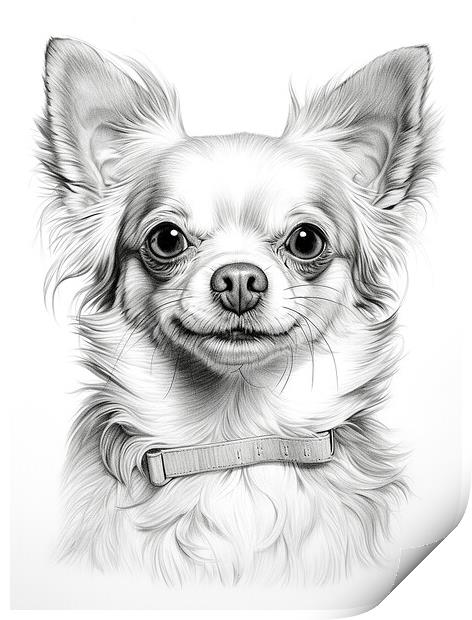 Chihuahua Pencil Drawing Print by K9 Art