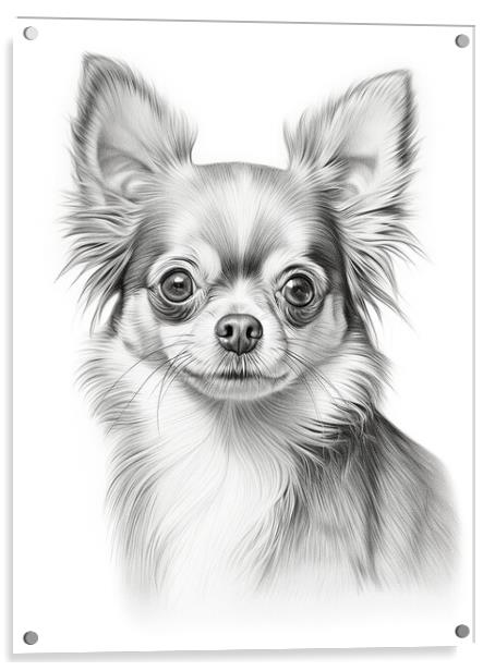 Chihuahua Pencil Drawing Acrylic by K9 Art