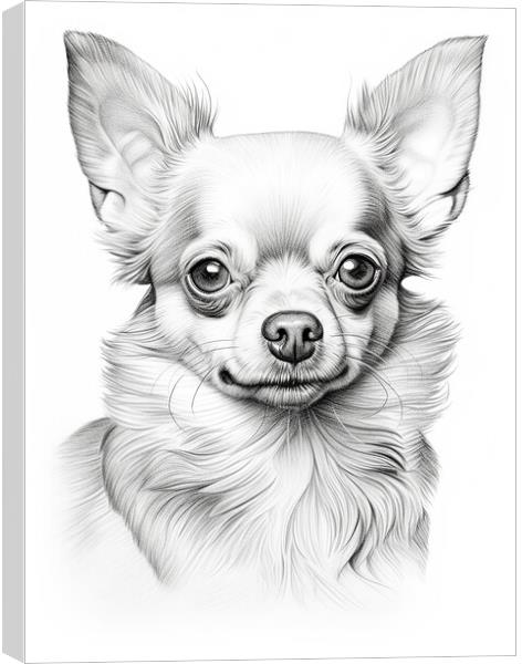 Chihuahua Pencil Drawing Canvas Print by K9 Art