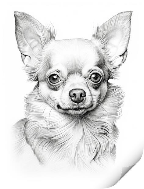 Chihuahua Pencil Drawing Print by K9 Art